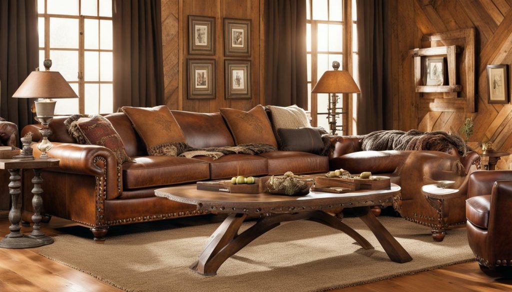 Customized western rustic leather sofa