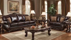 Luxury leather sofa set