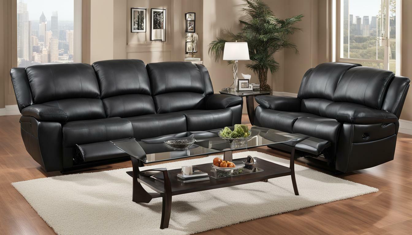 Orion Black Leather Reclining Sofa