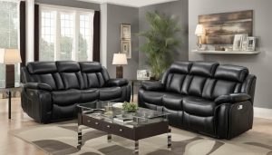 Orion Black Leather Reclining Sofa