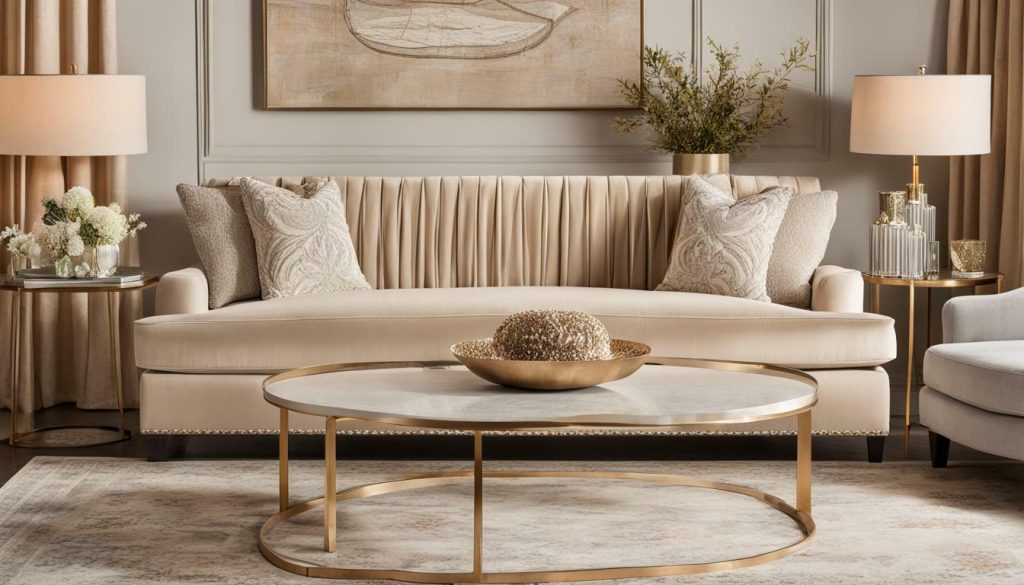 beige velvet furniture