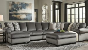 benchcraft kumasi-smoke sofa sectional with chaise