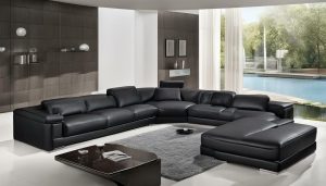 black leather sofa