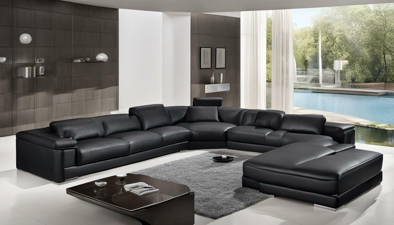 black leather sofa