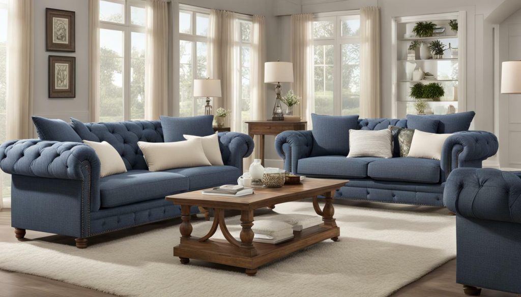 comfortable denim sofa