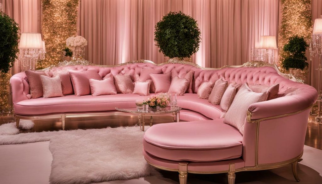 elegant pink margo sofa rental