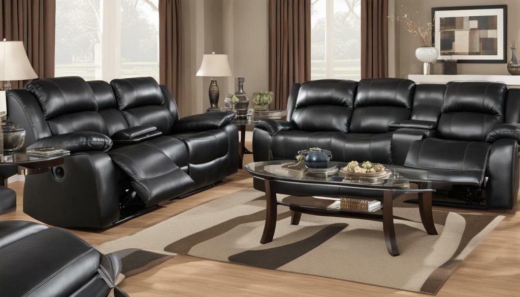 orion black leather reclining sofa