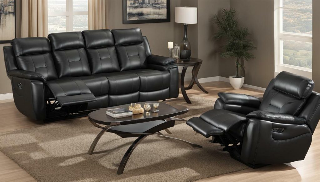 orion black leather reclining sofa