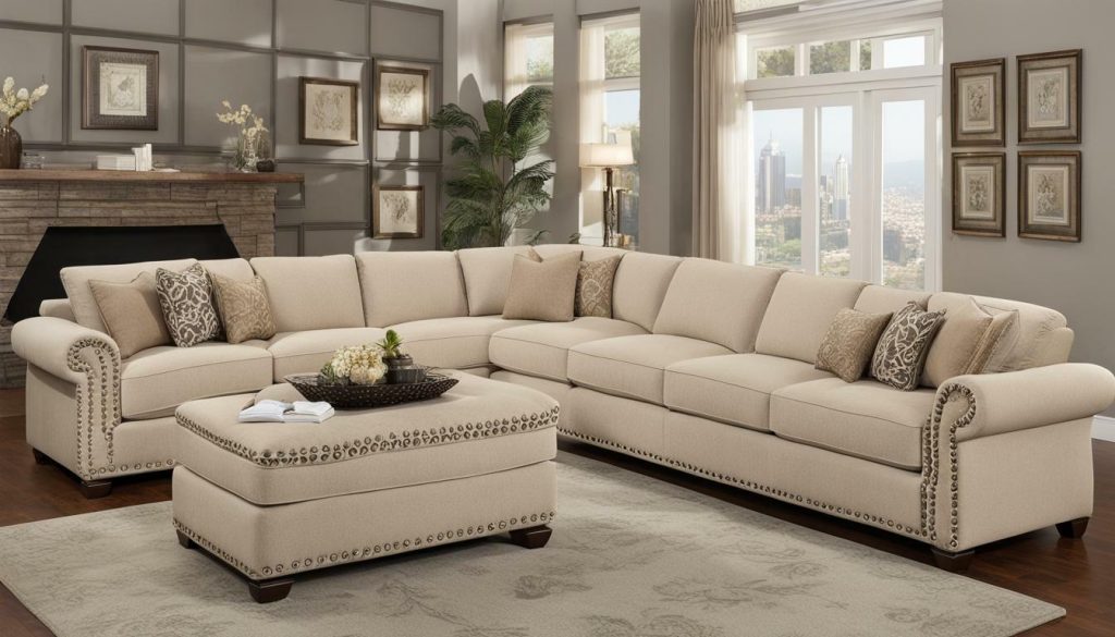 sectional sofa with nailhead trim