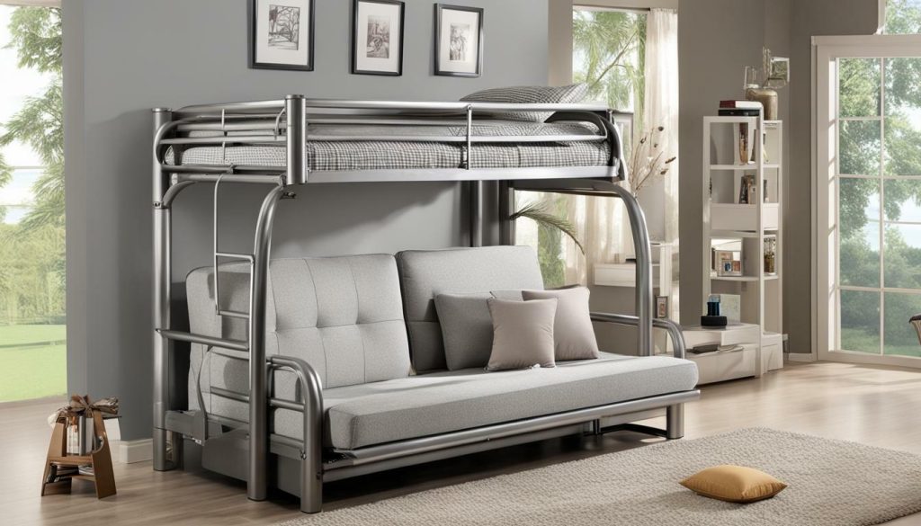 sofa sleeper with built-in bunk bed and pull-out sofa