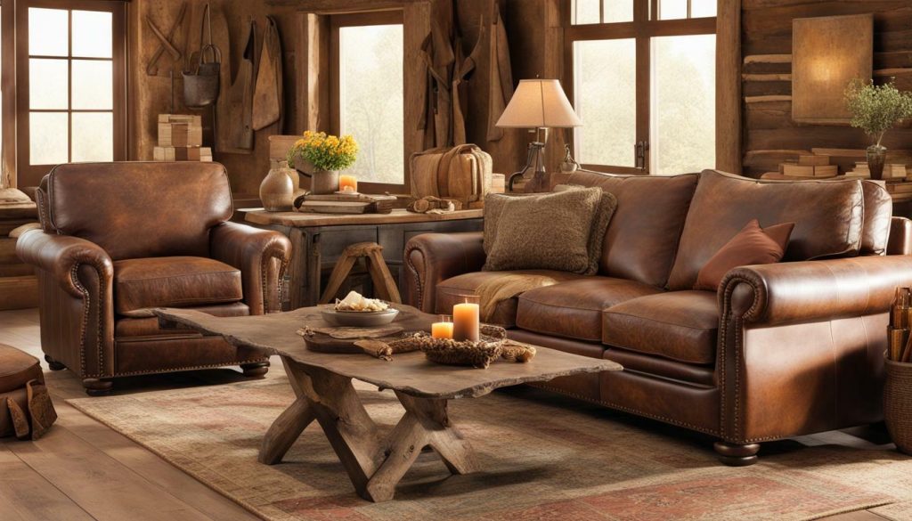 western rustic leather sofa