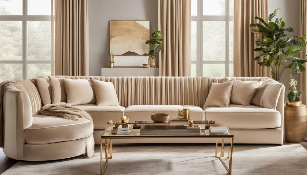 yara beige velvet sofa