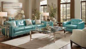 aqua leather reclining sofa