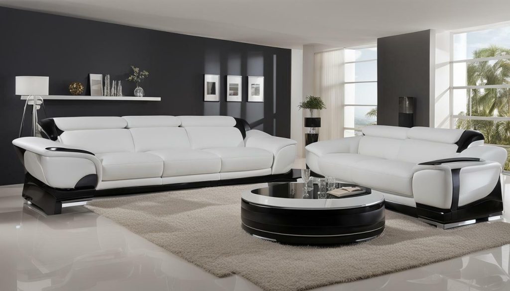 black leather reclining sofa with led lights