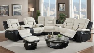 black leather reclining sofa with led lights