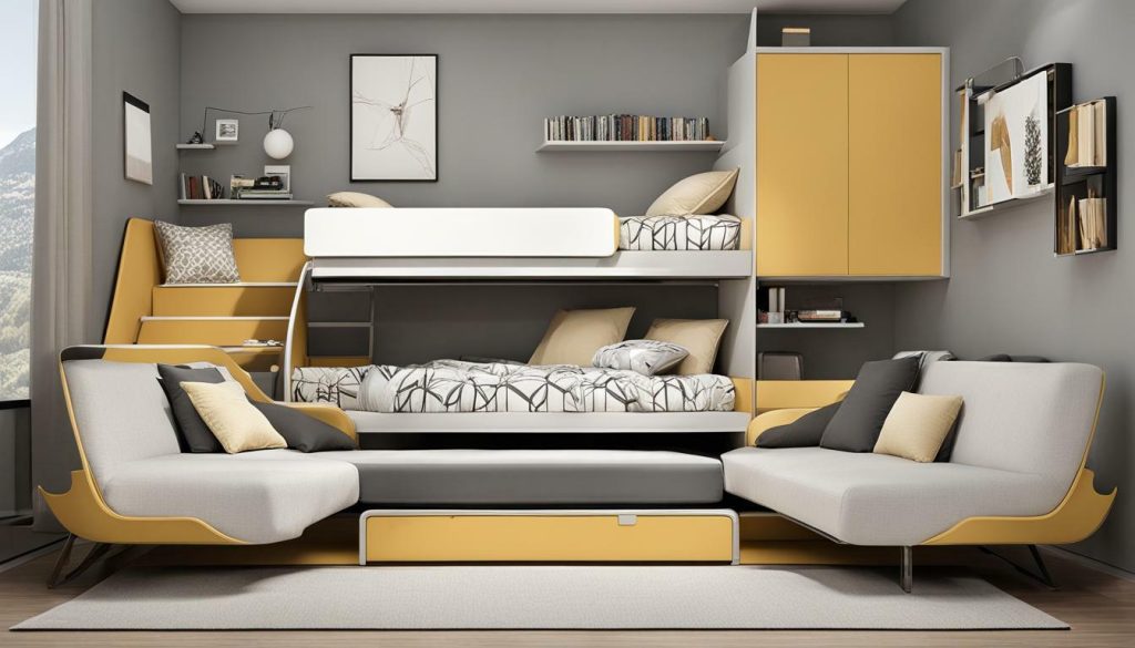 modern bunk bed with sofa